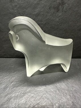 Vintage Frosted Glass Front Clear Glass Back Animal Heavy Weighted Figure